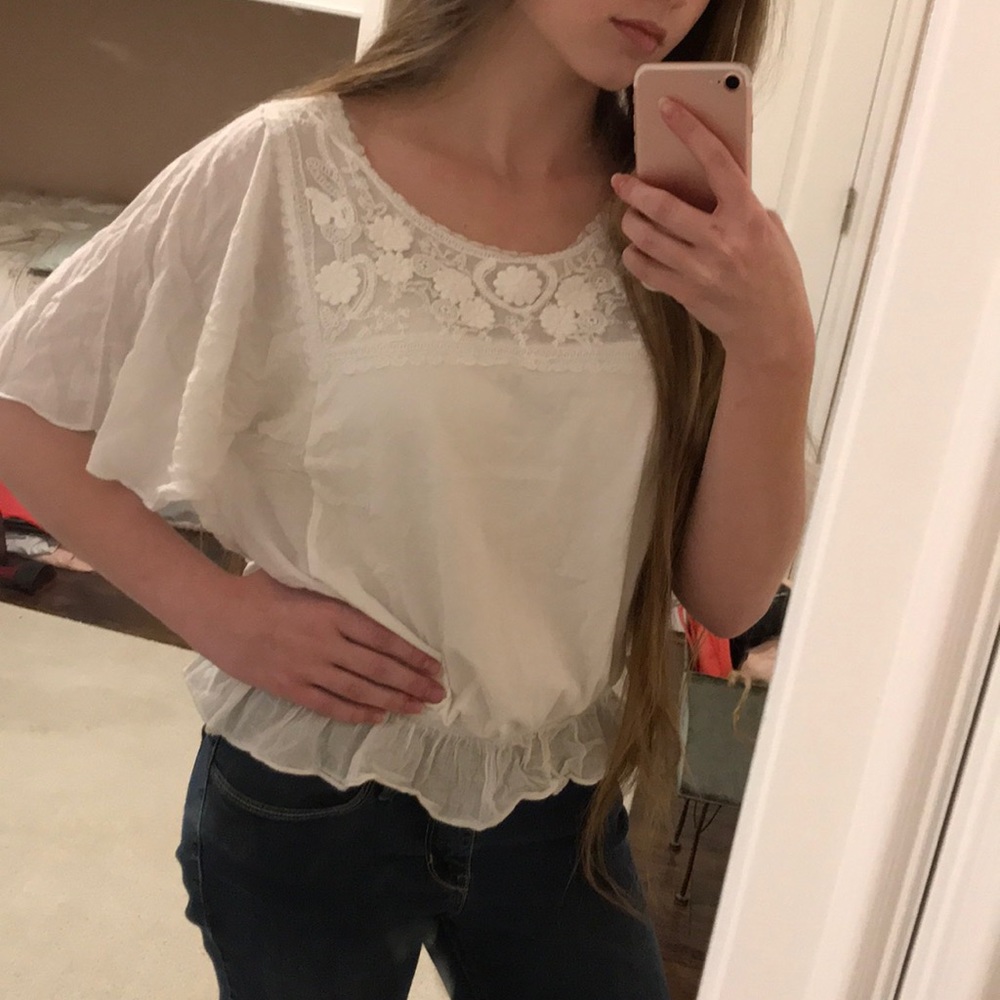 NWOT White Lace Coin Shirt